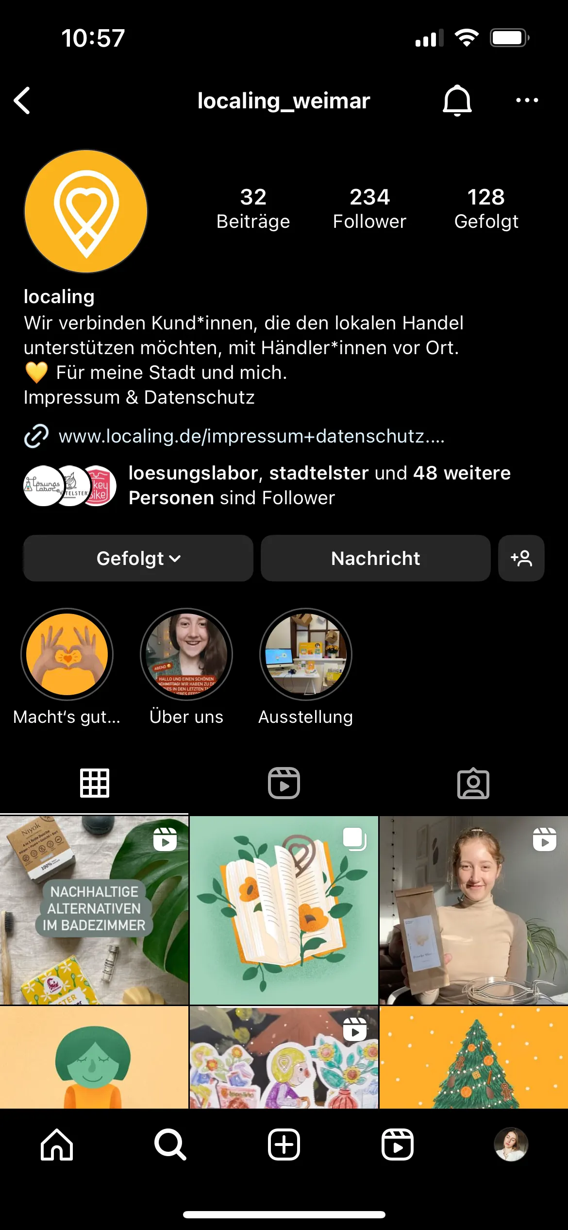Instagram-Profil von localing auf einem Smartphone