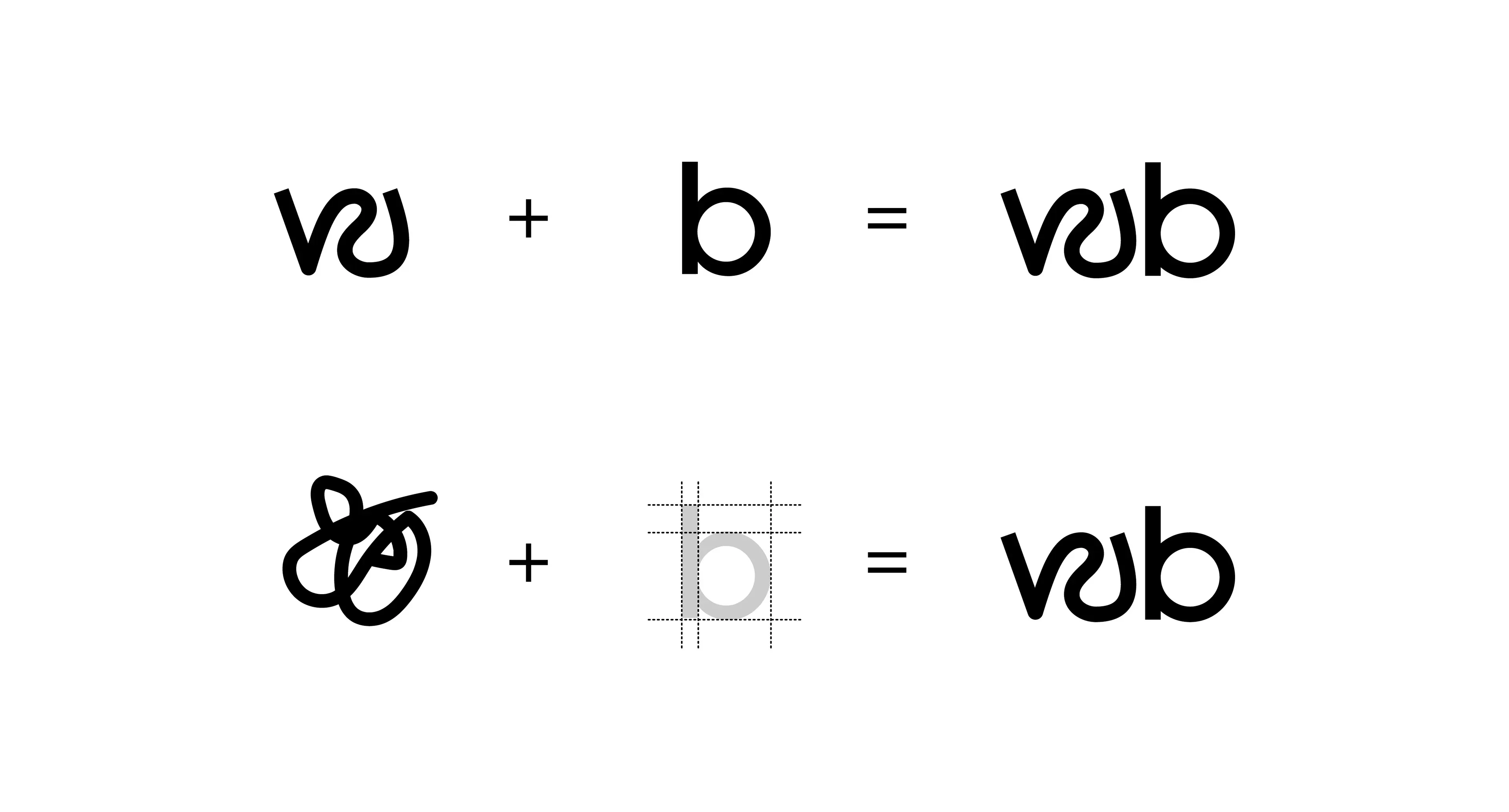 Herleitung der Bildmarke: w und b verbinden sich zum Monogramm „wb“