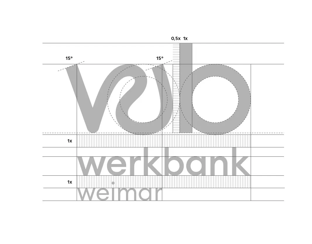 Konstruktionsraster der Wortbildmarke „werkbank weimar“