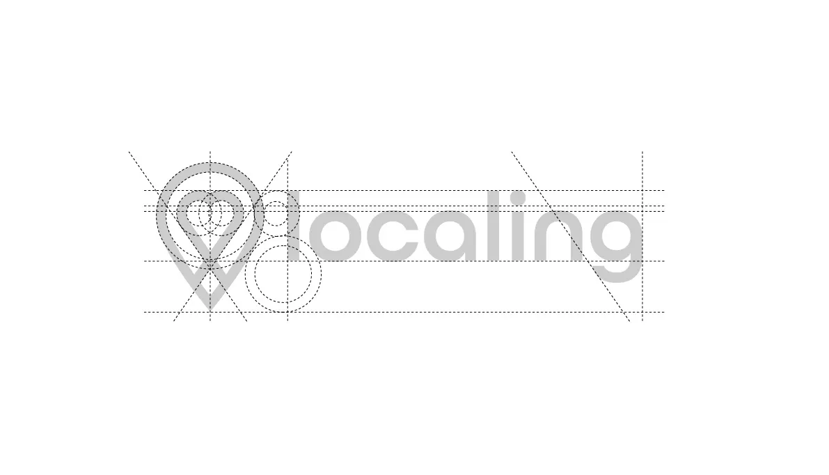 Konstruktionszeichnung der Wortbildmarke „localing“